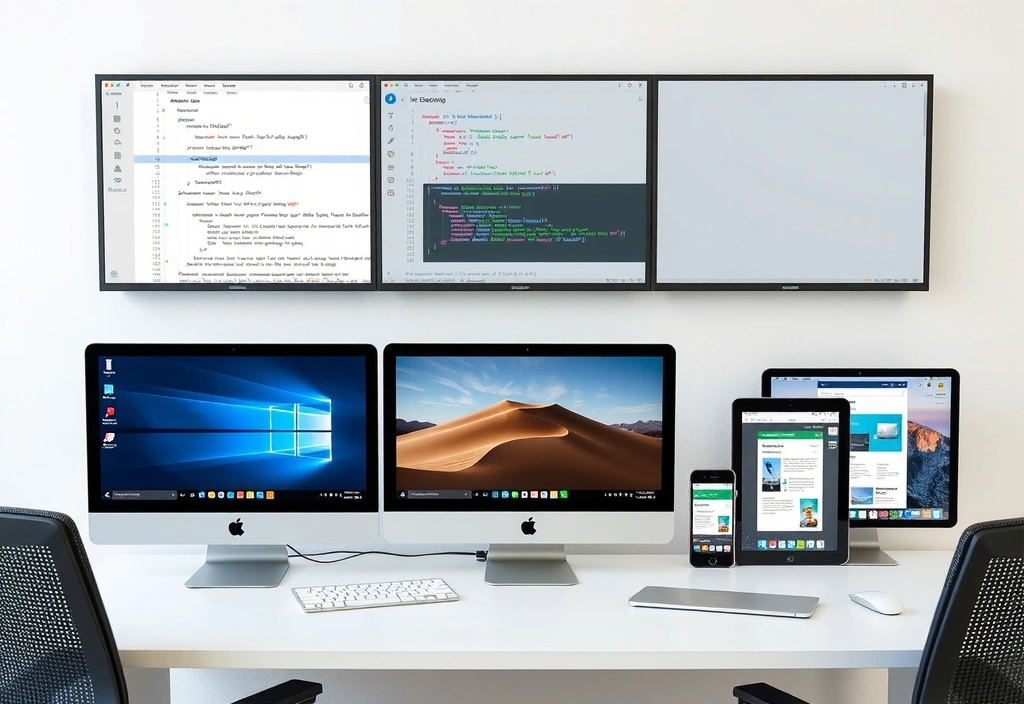 Professional web design workspace showing modern development setup